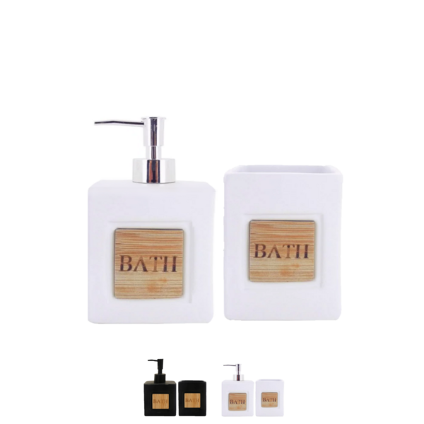 Kit 2 Peças Para Banheiro Lavabo Em Cerâmica Bath Dispenser S