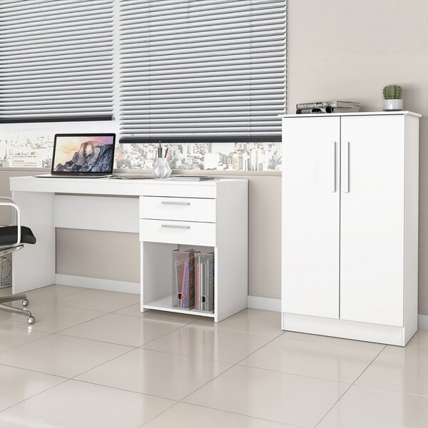 Kit 2 Peças Para Escritório Com Escrivaninha 120cm E Armário