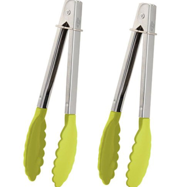 Kit 2 Pegadores Pinça Inox Ponta Silicone Cozinha Churrasco