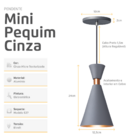 Kit 2 Pendente  Luminária Mini Pequim Cinza 24cm + Led G45
