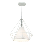 Kit 2 Pendente Aramado Piramidal 37cm Branco Cúpula Branca