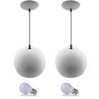 Kit 2 Pendente Bola Branco/cromado /1 3001 + Lamp