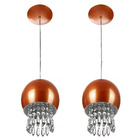 Kit 2 Pendente Bola Pequena 15cm Cobre Cristais Acrilico