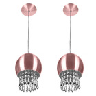 Kit 2 Pendente Bola Pequena 15cm Gold Rose Cristais Acrilico