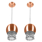 Kit 2 Pendente Bola Pequena 15cm New Cobre Cristais Acrilico