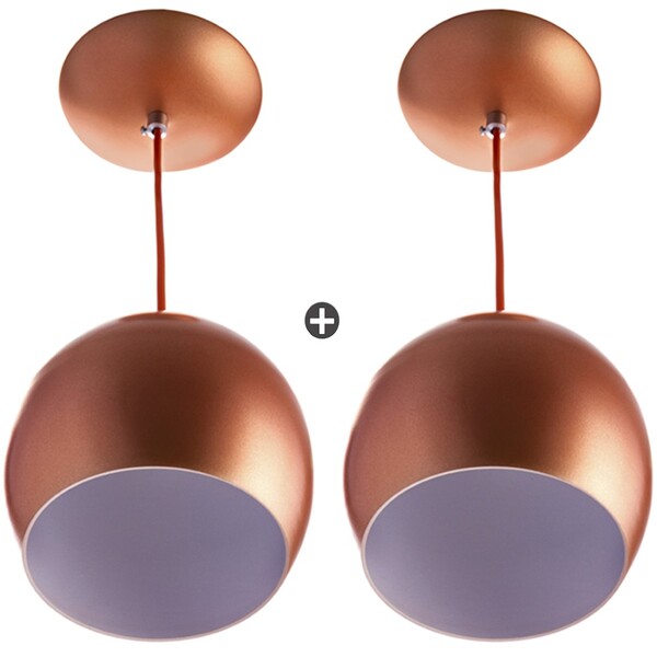 Kit 2 Pendente Bola Pequena Cobre Sala Cozinha Quarto