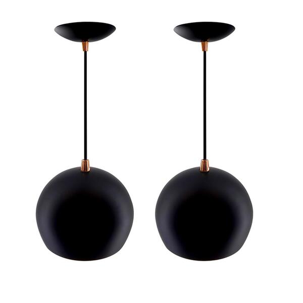 Kit 2 Pendente Bola Preto/cobre /1 3001