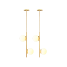 Kit 2 Pendente Globo Vidro 15 Jabuticaba Orbit Dourado Bf