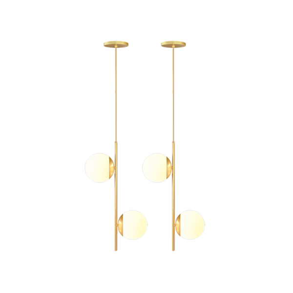 Kit 2 Pendente Globo Vidro 15 Jabuticaba Orbit Dourado Bf