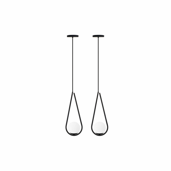 Kit 2 Pendente Gota Globo 15 Jabuticaba Preto Fosco Bf Fl