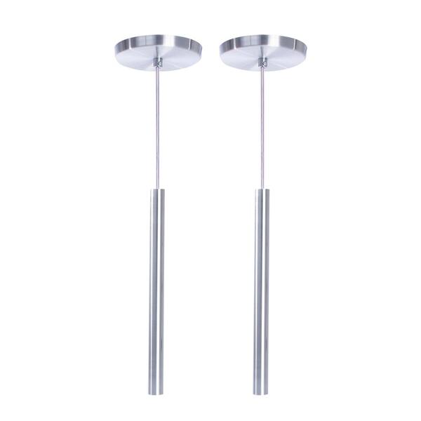 Kit 2 Pendente Luminária Tubo Alumínio Escovado 50 Cm