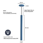 Kit 2 Pendente Luminária Tubo Azul 50 Cm + Lâmpada Led Branco