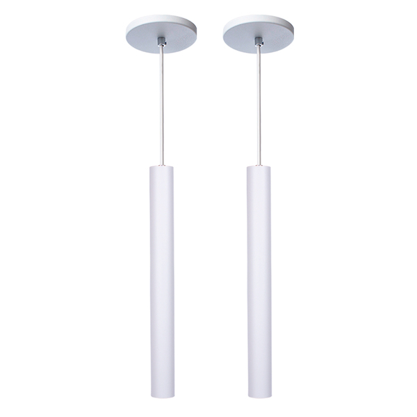 Kit 2 Pendente Luminária Tubo Branco 30 Cm + Lâmpada Led Bran