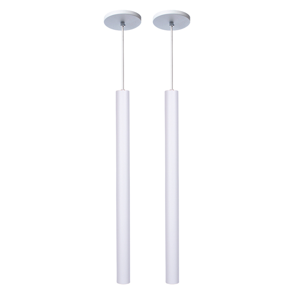 Kit 2 Pendente Luminária Tubo Branco 50 Cm + Lâmpada Led Bran