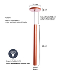 Kit 2 Pendente Luminária Tubo Cobre 50 Cm + Lâmpada Led Branc