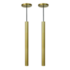 Kit 2 Pendente Luminária Tubo Dourado 50 Cm
