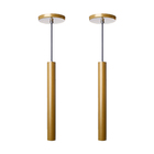 Kit 2 Pendente Luminária Tubo Dourado Fosco 30 Cm