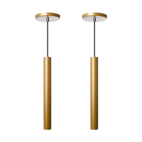 Kit 2 Pendente Luminária Tubo Dourado Fosco 30 Cm