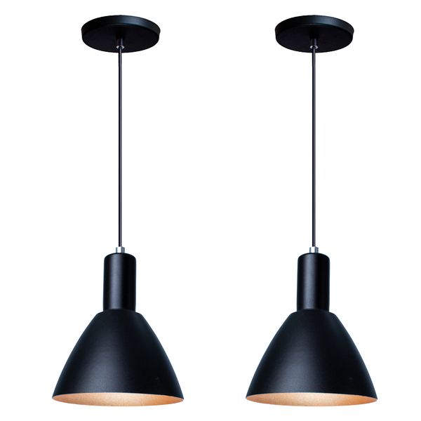 Kit 2 Pendente Lustre Luminária Atenas Em Alumínio Preto