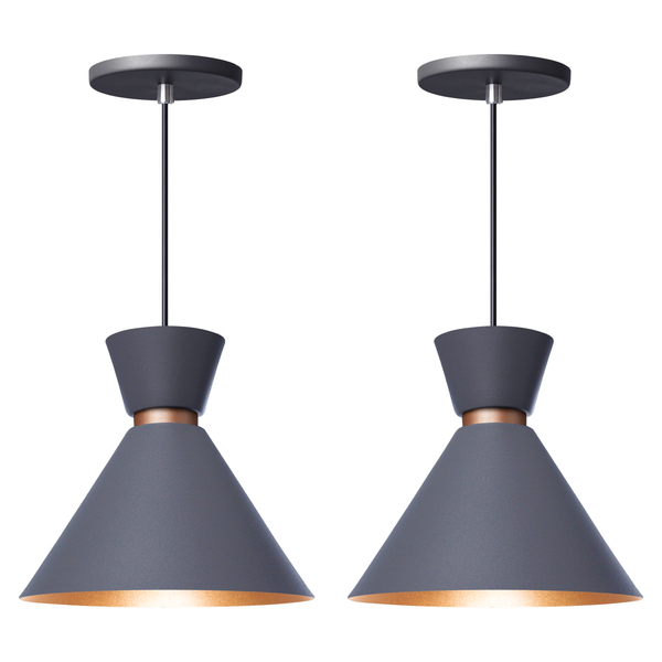 Kit 2 Pendente Lustre Luminária Berlim 23cm Cinza