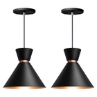 Kit 2 Pendente Lustre Luminária Berlim 23cm Preto