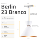 Kit 2 Pendente Lustre Luminária Berlin 23cm Branco