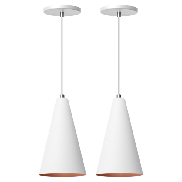 Kit 2 Pendente Lustre Luminária Cone Branco