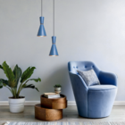 Kit 2 Pendente Lustre Luminária Cone Moscou 39cm Azul