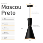 Kit 2 Pendente Lustre Luminária Cone Moscou 39cm Preto