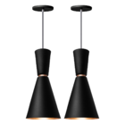 Kit 2 Pendente Lustre Luminária Cone Moscou 39cm Preto