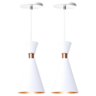 Kit 2 Pendente Lustre Luminária Mini Pequim Branco 24cm