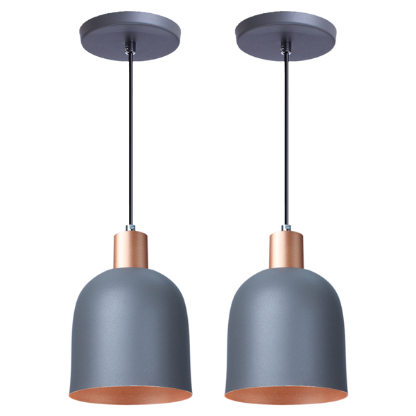 Kit 2 Pendente Lustre Luminária Open Em Alumínio Cinza