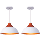 Kit 2 Pendente Lustre Luminária Panama Branco C/topo Cobre