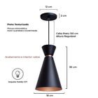 Kit 2 Pendente Lustre Luminária Pequim Preto 30cm