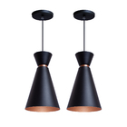 Kit 2 Pendente Lustre Luminária Pequim Preto 30cm + Led Retrô