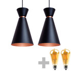 Kit 2 Pendente Lustre Luminária Pequim Preto 30cm + Led Retrô
