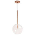 Kit 2 Pendente Lux Cobre Rose Gold Globo Vidro 25cm + Led