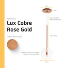 Kit 2 Pendente Lux Cobre Rose Gold Globo Vidro + Led
