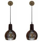 Kit 2 Pendente Madeira Gota M 22x15.5cm Natural Bivolt