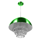 Kit 2 Pendente Meia Lua 40cm Verde Metalico Cristal Acrilic