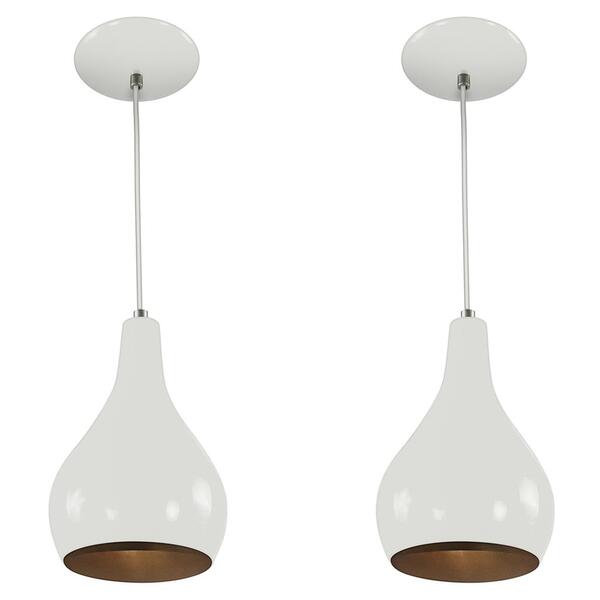 Kit 2 Pendente Nepal Premium Gourmet Aluminio Branco/cobre