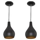 Kit 2 Pendente Nepal Premium Gourmet Aluminio Preto/cobre