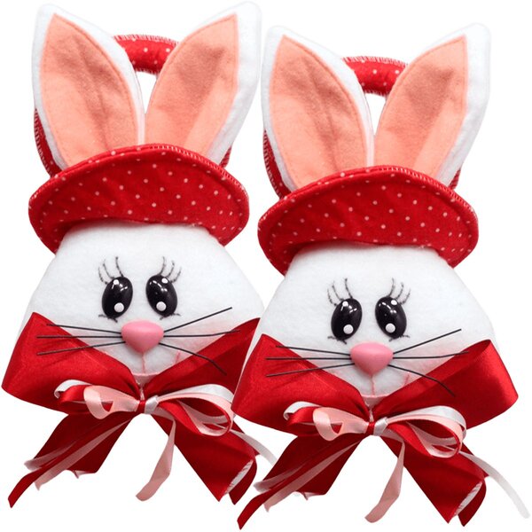 Kit 2 Pendente Páscoa Coelho Para Porta Trinco Enfeite 23cm