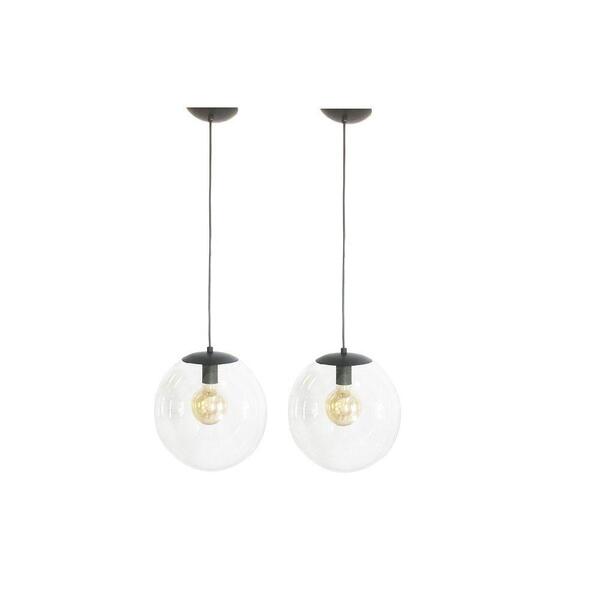 Kit 2 Pendente Redondo Esfera 30cm Preto Madelustre