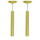 Kit 2 Pendente Tubo Cilindro Alumínio Dourado 40cm + Led 6k