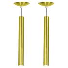 Kit 2 Pendente Tubo Cilindro Alumínio Dourado 50cm + Led 6k