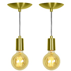 Kit 2 Pendente Tubo Cilindro Alumínio Dourado Com Lampada