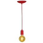 Kit 2 Pendente Tubo Cilindro Alumínio Vermelho Com Lampada