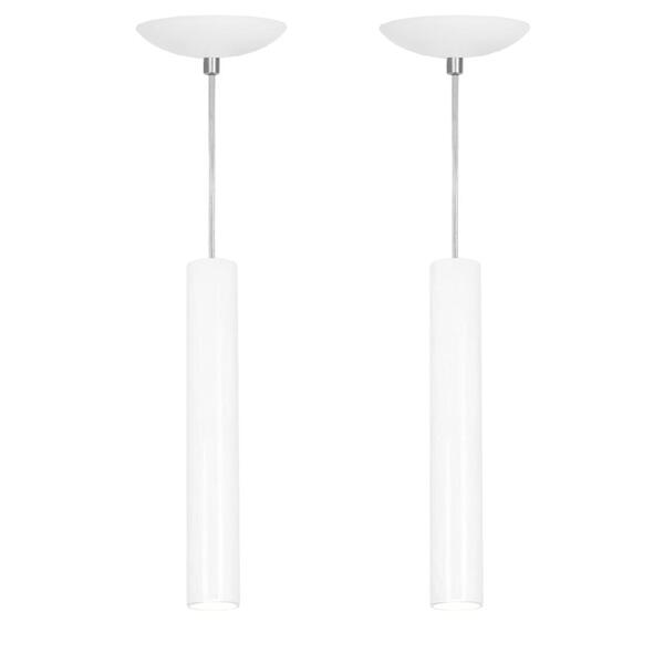 Kit 2 Pendente Tubo Cilindro Branco 30cm + Led 6k