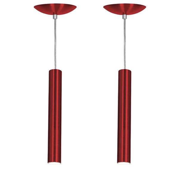 Kit 2 Pendente Tubo Cilindro Cereja 30cm + Led 6k